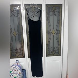 Black maxi dress , cross chest strap , size small